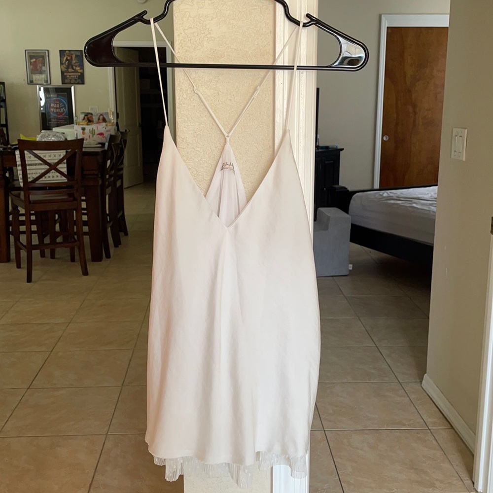 Free people white tank with lace underlay